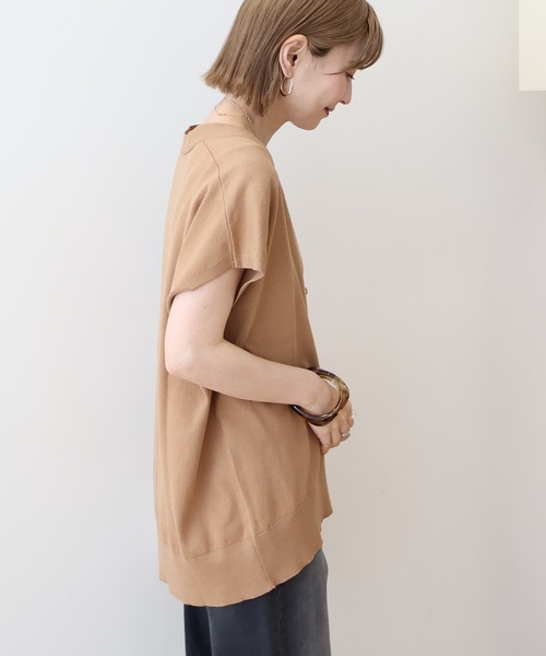 AMERICAN HOLIC(アメリカンホリック)の「【WEB限定】フレンチスリーブVネックニットカーディガン(カーディガン/ボレロ・レディース・チャコールグレー/キャメル/杢グレー/ネイビー・L/M)」の22枚目の写真
