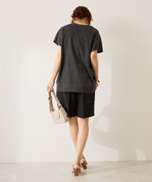 AMERICAN HOLIC(アメリカンホリック)の「【WEB限定】フレンチスリーブVネックニットカーディガン(カーディガン/ボレロ・レディース・チャコールグレー/キャメル/杢グレー/ネイビー・L/M)」の9枚目の写真