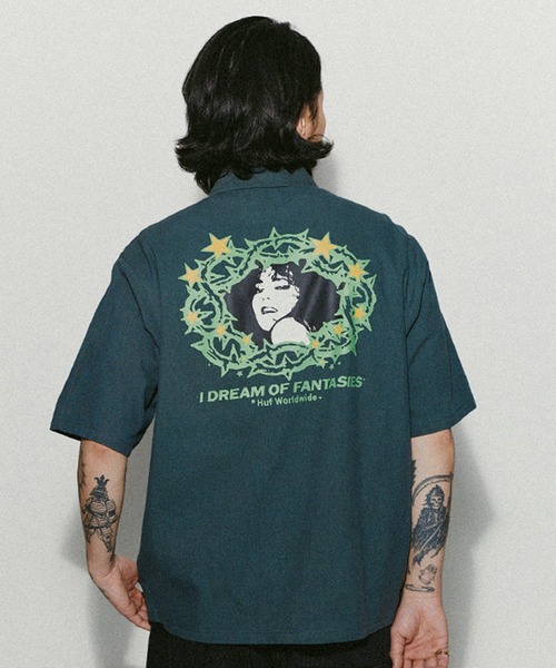 HUF（ハフ）の「FANTASIES WORK SHIRT（シャツ/ブラウス・メンズ・ダークグリーン/タン・S/M/L/XL）」の5枚目の写真