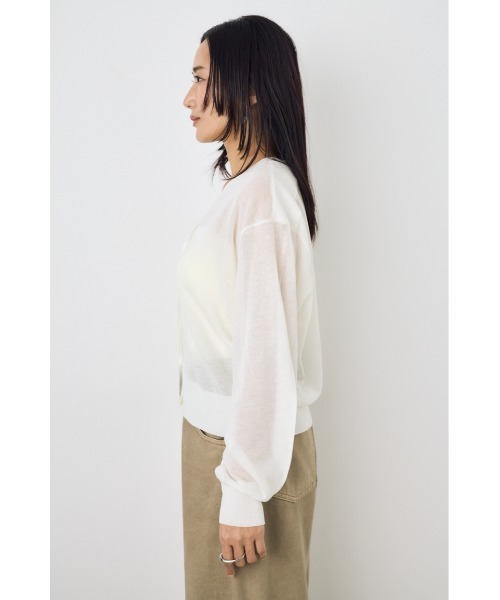 AZUL by moussy(アズールバイマウジー)の「シアーニットカーディガン(カーディガン/ボレロ・レディース・オフホワイト/ブラック/ネイビー/ベージュ/ライム・MEDIUM/SMALL)」の9枚目の写真