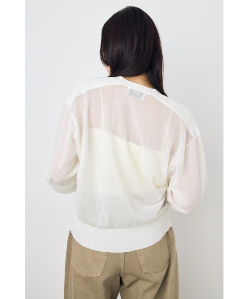 AZUL by moussy(アズールバイマウジー)の「シアーニットカーディガン(カーディガン/ボレロ・レディース・オフホワイト/ブラック/ネイビー/ベージュ/ライム・MEDIUM/SMALL)」の10枚目の写真