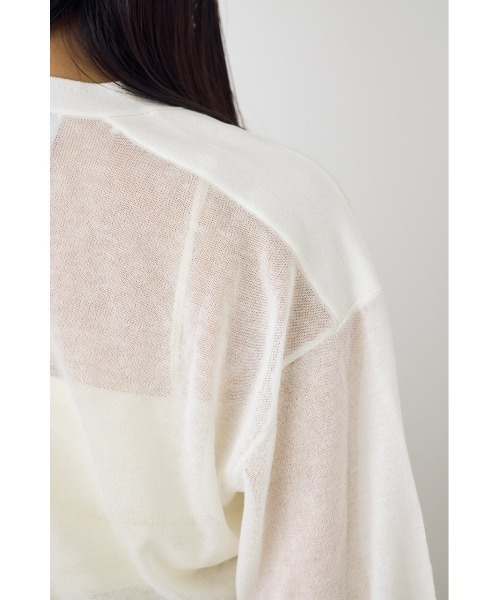 AZUL by moussy(アズールバイマウジー)の「シアーニットカーディガン(カーディガン/ボレロ・レディース・オフホワイト/ブラック/ネイビー/ベージュ/ライム・MEDIUM/SMALL)」の13枚目の写真