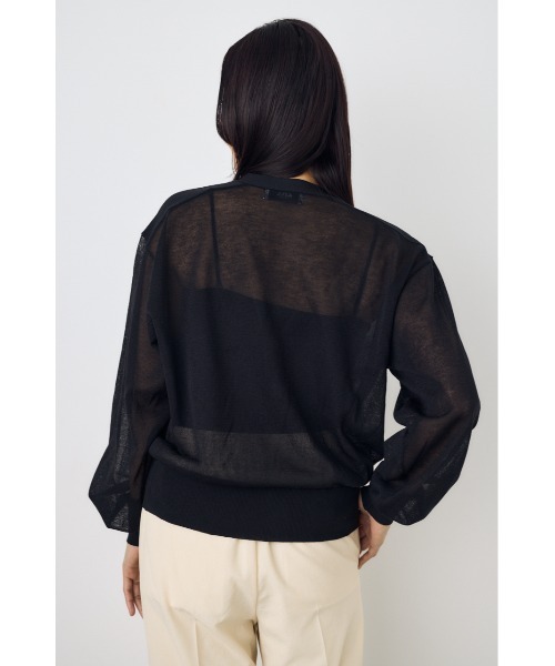 AZUL by moussy(アズールバイマウジー)の「シアーニットカーディガン(カーディガン/ボレロ・レディース・オフホワイト/ブラック/ネイビー/ベージュ/ライム・MEDIUM/SMALL)」の20枚目の写真