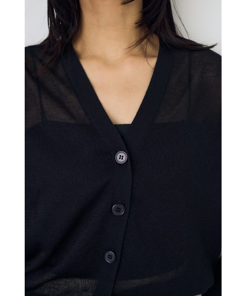 AZUL by moussy(アズールバイマウジー)の「シアーニットカーディガン(カーディガン/ボレロ・レディース・オフホワイト/ブラック/ネイビー/ベージュ/ライム・MEDIUM/SMALL)」の22枚目の写真