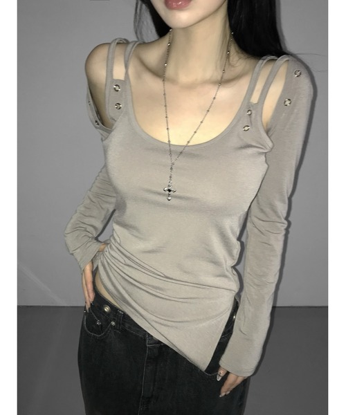 THEAIRTOWN(ジエアタウン)の「popo eyelet set(Tシャツ/カットソー・レディース・ブラック/ホワイト/ベージュ・FREE)」の5枚目の写真