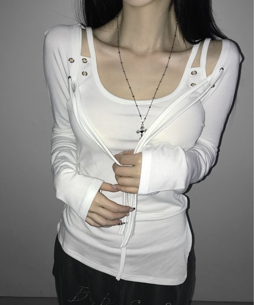 THEAIRTOWN(ジエアタウン)の「popo eyelet set(Tシャツ/カットソー・レディース・ブラック/ホワイト/ベージュ・FREE)」の15枚目の写真