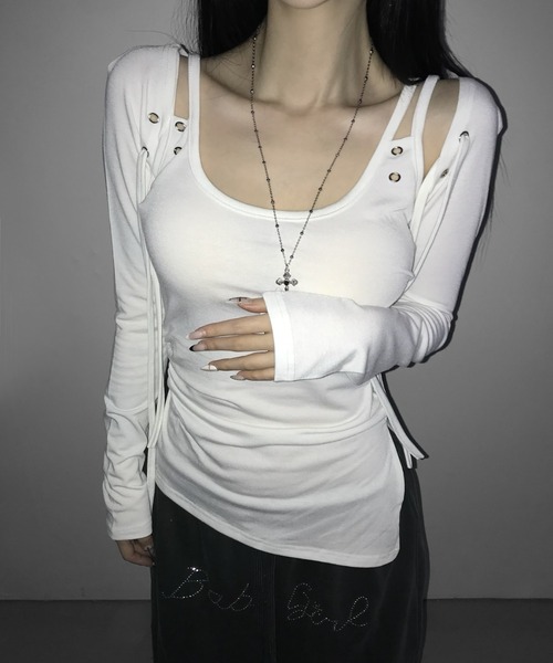 THEAIRTOWN(ジエアタウン)の「popo eyelet set(Tシャツ/カットソー・レディース・ブラック/ホワイト/ベージュ・FREE)」の17枚目の写真