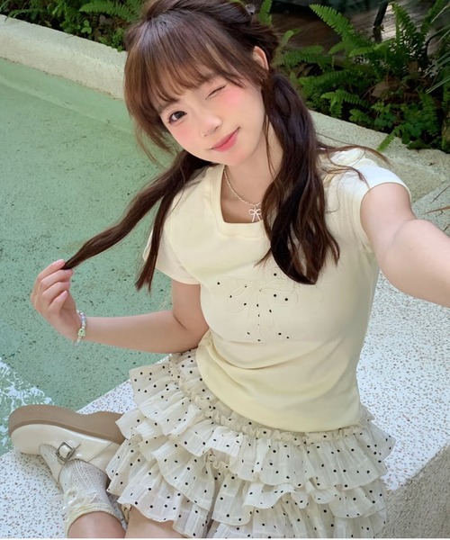 AsheKsha(アシクシャ)の「ケーキスカート(スカート・レディース・ブラック/ベージュ・M)」の2枚目の写真