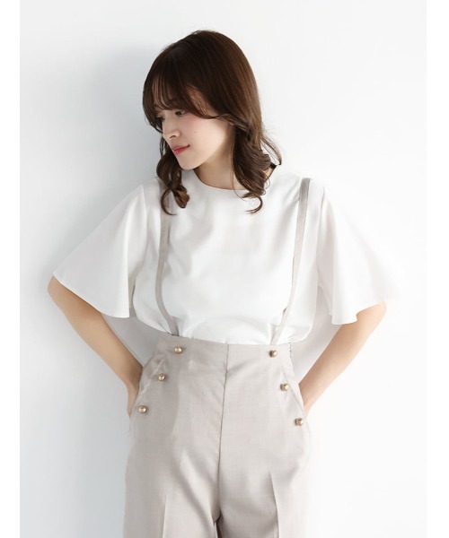 fifth(フィフス)の「前後2wayファスナー付きフレアスリーブトップス(Tシャツ/カットソー・レディース・ネイビー/ホワイト・M)」の4枚目の写真