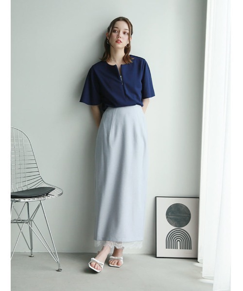 fifth(フィフス)の「前後2wayファスナー付きフレアスリーブトップス(Tシャツ/カットソー・レディース・ネイビー/ホワイト・M)」の13枚目の写真