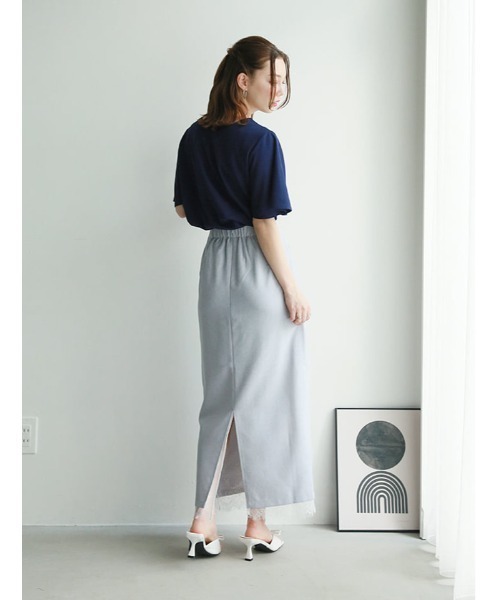 fifth(フィフス)の「前後2wayファスナー付きフレアスリーブトップス(Tシャツ/カットソー・レディース・ネイビー/ホワイト・M)」の15枚目の写真