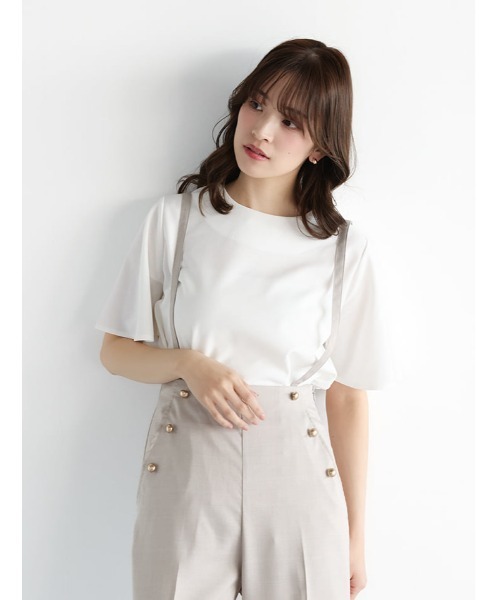fifth(フィフス)の「前後2wayファスナー付きフレアスリーブトップス(Tシャツ/カットソー・レディース・ネイビー/ホワイト・M)」の5枚目の写真