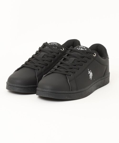 U.S. POLO ASSN.(ユーエスポロアッスン)の「【U.S. POLO ASSN./ユーエスポロアッスン】ワンポイント ブランドロゴスニーカー ローカット PUレザー シンプル きれいめ カジュアル 通勤 通学(スニーカー・メンズ・ブラック/グリーン/ホワイト・26cm/28cm/25.5cm/26.5cm/25cm/27cm)」の1枚目の写真