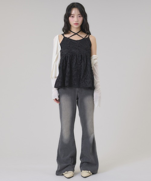 apres jour mignon(アプレジュールミニョン)の「シアーカットカーディガン(カーディガン/ボレロ・レディース・ブラウン/杢グレー/ブラック/アイボリー/ブラウン系その他/ネイビー/グリーン・LARGE/フリー)」の13枚目の写真