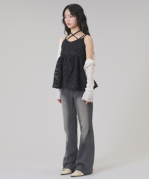 apres jour mignon(アプレジュールミニョン)の「シアーカットカーディガン(カーディガン/ボレロ・レディース・ブラウン/杢グレー/ブラック/アイボリー/ブラウン系その他/ネイビー/グリーン・LARGE/フリー)」の14枚目の写真
