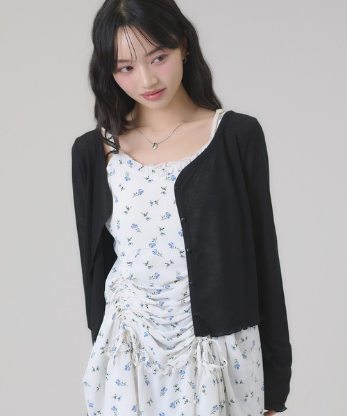apres jour mignon(アプレジュールミニョン)の「シアーカットカーディガン(カーディガン/ボレロ・レディース・ブラウン/杢グレー/ブラック/アイボリー/ブラウン系その他/ネイビー/グリーン・LARGE/フリー)」の17枚目の写真