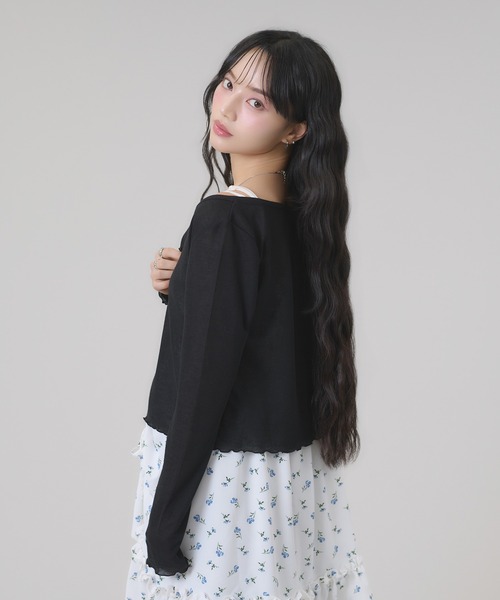apres jour mignon(アプレジュールミニョン)の「シアーカットカーディガン(カーディガン/ボレロ・レディース・ブラウン/杢グレー/ブラック/アイボリー/ブラウン系その他/ネイビー/グリーン・LARGE/フリー)」の18枚目の写真