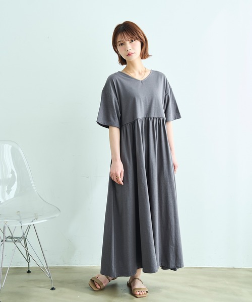 汗染み防止加工】 前後2way カットワンピース【587185】（ワンピース