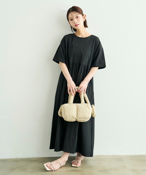 mil(ミル)の「【汗染み防止加工】 前後2way カットワンピース【587185】(ワンピース・レディース・チャコールグレー/グレイッシュベージュ/ブラック・S/XS)」の2枚目の写真