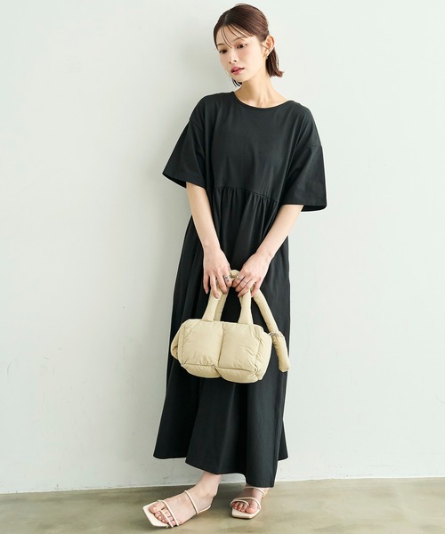 mil(ミル)の「【汗染み防止加工】 前後2way カットワンピース【587185】(ワンピース・レディース・チャコールグレー/グレイッシュベージュ/ブラック・S/XS)」の4枚目の写真