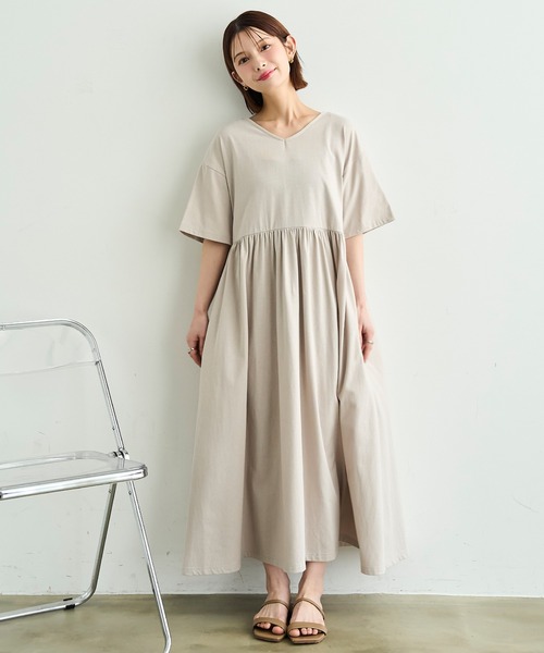 mil(ミル)の「【汗染み防止加工】 前後2way カットワンピース【587185】(ワンピース・レディース・チャコールグレー/グレイッシュベージュ/ブラック・S/XS)」の10枚目の写真