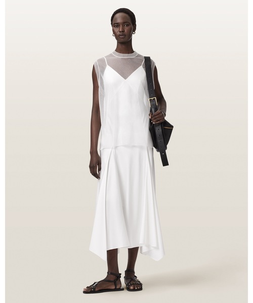 ALLSAINTS（オールセインツ）の「AVA SLEEVELESS SATIN MIDI DRESS | AVA ノースリーブ サテン ミディ ドレス・ワンピース（ワンピース・レディース・ホワイト・XS/M/S）」の4枚目の写真