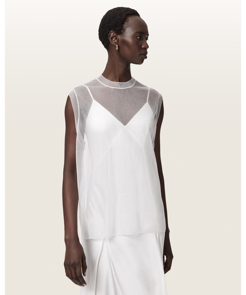 ALLSAINTS（オールセインツ）の「AVA SLEEVELESS SATIN MIDI DRESS | AVA ノースリーブ サテン ミディ ドレス・ワンピース（ワンピース・レディース・ホワイト・XS/M/S）」の5枚目の写真