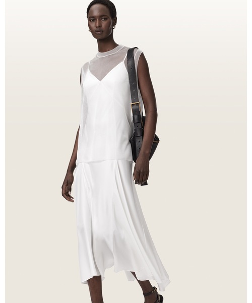 ALLSAINTS（オールセインツ）の「AVA SLEEVELESS SATIN MIDI DRESS | AVA ノースリーブ サテン ミディ ドレス・ワンピース（ワンピース・レディース・ホワイト・XS/M/S）」の6枚目の写真