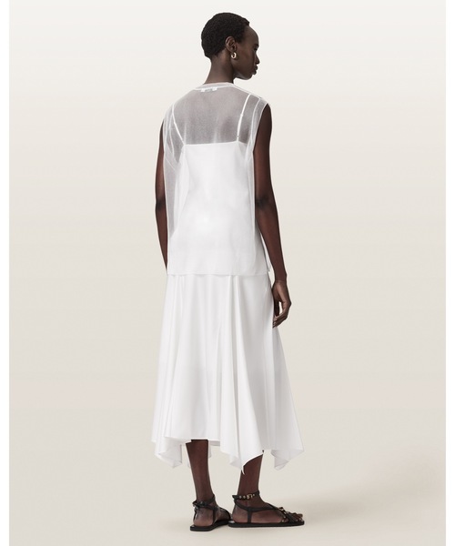 ALLSAINTS（オールセインツ）の「AVA SLEEVELESS SATIN MIDI DRESS | AVA ノースリーブ サテン ミディ ドレス・ワンピース（ワンピース・レディース・ホワイト・XS/M/S）」の8枚目の写真