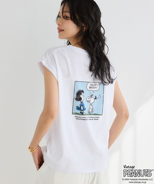 Vintage PEANUTS（ビンテージピーナッツ）の「BARNYARDSTORM / スヌーピー / ノースリプリントT（Tシャツ/カットソー・レディース・ホワイト/グレー・FREE）」の2枚目の写真