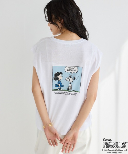 Vintage PEANUTS（ビンテージピーナッツ）の「BARNYARDSTORM / スヌーピー / ノースリプリントT（Tシャツ/カットソー・レディース・ホワイト/グレー・FREE）」の3枚目の写真