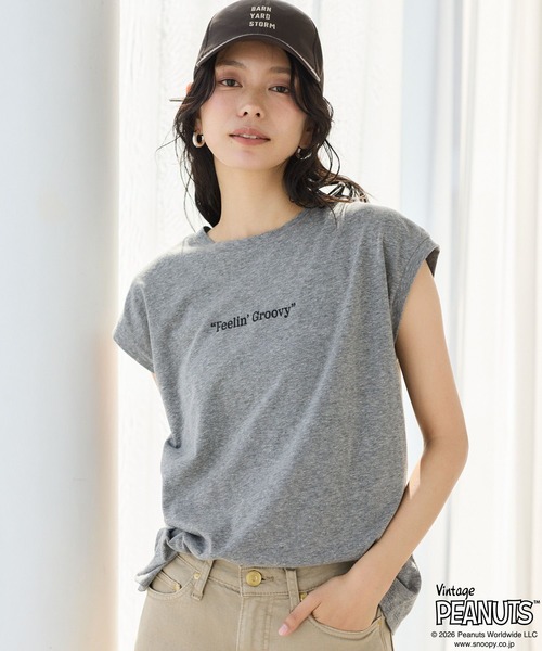 Vintage PEANUTS（ビンテージピーナッツ）の「BARNYARDSTORM / スヌーピー / ノースリプリントT（Tシャツ/カットソー・レディース・ホワイト/グレー・FREE）」の15枚目の写真