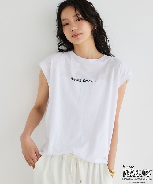 Vintage PEANUTS（ビンテージピーナッツ）の「BARNYARDSTORM / スヌーピー / ノースリプリントT（Tシャツ/カットソー・レディース・ホワイト/グレー・FREE）」の6枚目の写真