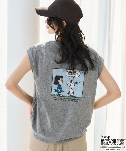 Vintage PEANUTS（ビンテージピーナッツ）の「BARNYARDSTORM / スヌーピー / ノースリプリントT（Tシャツ/カットソー・レディース・ホワイト/グレー・FREE）」の12枚目の写真