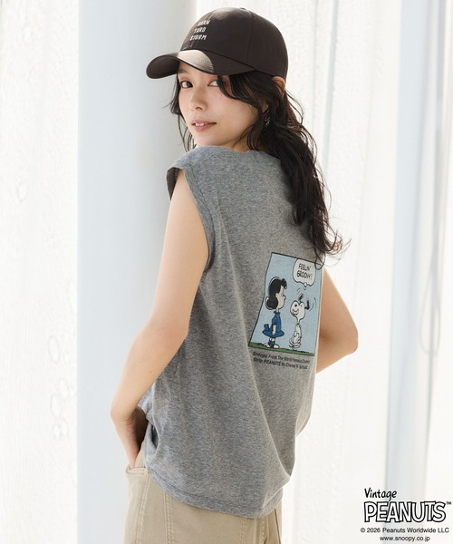 Vintage PEANUTS（ビンテージピーナッツ）の「BARNYARDSTORM / スヌーピー / ノースリプリントT（Tシャツ/カットソー・レディース・ホワイト/グレー・FREE）」の13枚目の写真