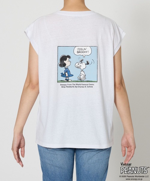 Vintage PEANUTS（ビンテージピーナッツ）の「BARNYARDSTORM / スヌーピー / ノースリプリントT（Tシャツ/カットソー・レディース・ホワイト/グレー・FREE）」の22枚目の写真