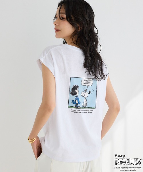 Vintage PEANUTS（ビンテージピーナッツ）の「BARNYARDSTORM / スヌーピー / ノースリプリントT（Tシャツ/カットソー・レディース・ホワイト/グレー・FREE）」の5枚目の写真