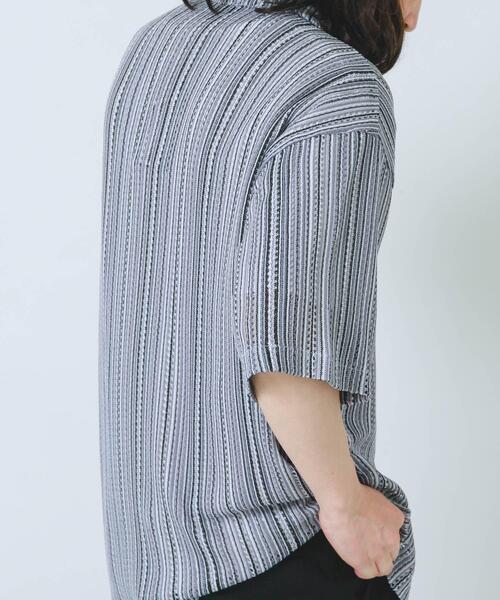 ITEMS URBANRESEARCH(アイテムズ アーバンリサーチ)の「マルチストライプレースオープンカラーショートスリーブシャツ(シャツ/ブラウス・メンズ・ブルー/グリーン/ブラック・MEDIUM/LARGE)」の10枚目の写真