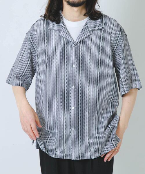 ITEMS URBANRESEARCH(アイテムズ アーバンリサーチ)の「マルチストライプレースオープンカラーショートスリーブシャツ(シャツ/ブラウス・メンズ・ブルー/グリーン/ブラック・MEDIUM/LARGE)」の11枚目の写真
