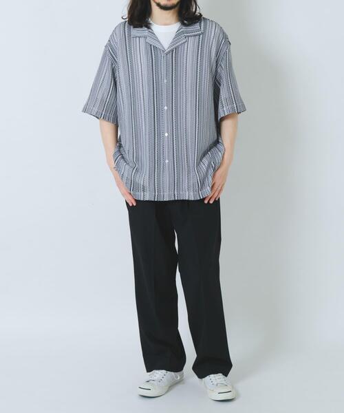 ITEMS URBANRESEARCH(アイテムズ アーバンリサーチ)の「マルチストライプレースオープンカラーショートスリーブシャツ(シャツ/ブラウス・メンズ・ブルー/グリーン/ブラック・MEDIUM/LARGE)」の12枚目の写真
