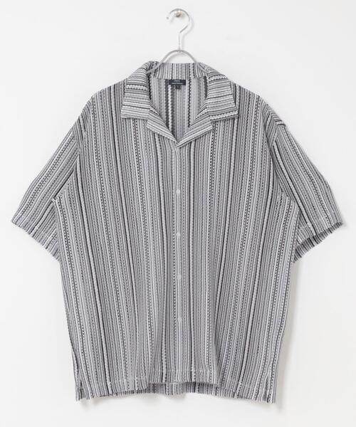 ITEMS URBANRESEARCH(アイテムズ アーバンリサーチ)の「マルチストライプレースオープンカラーショートスリーブシャツ(シャツ/ブラウス・メンズ・ブルー/グリーン/ブラック・MEDIUM/LARGE)」の13枚目の写真