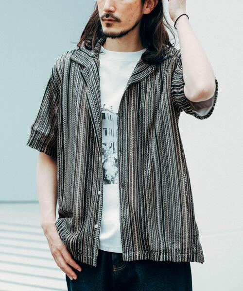 ITEMS URBANRESEARCH(アイテムズ アーバンリサーチ)の「マルチストライプレースオープンカラーショートスリーブシャツ(シャツ/ブラウス・メンズ・ブルー/グリーン/ブラック・MEDIUM/LARGE)」の19枚目の写真