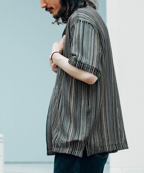 ITEMS URBANRESEARCH(アイテムズ アーバンリサーチ)の「マルチストライプレースオープンカラーショートスリーブシャツ(シャツ/ブラウス・メンズ・ブルー/グリーン/ブラック・MEDIUM/LARGE)」の20枚目の写真