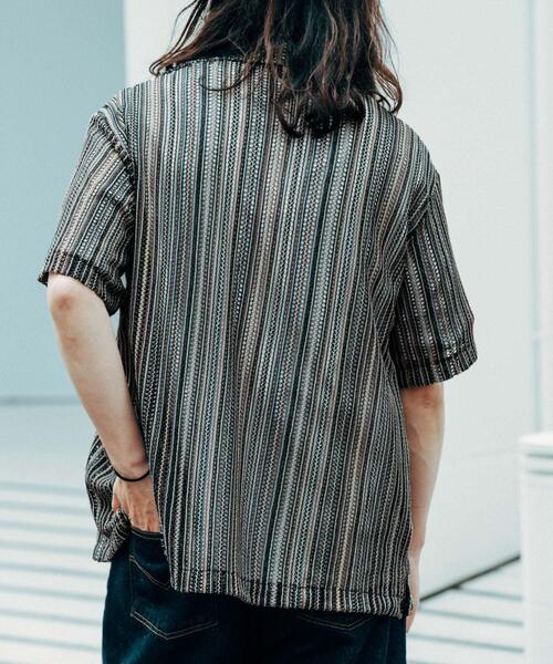 ITEMS URBANRESEARCH(アイテムズ アーバンリサーチ)の「マルチストライプレースオープンカラーショートスリーブシャツ(シャツ/ブラウス・メンズ・ブルー/グリーン/ブラック・MEDIUM/LARGE)」の21枚目の写真