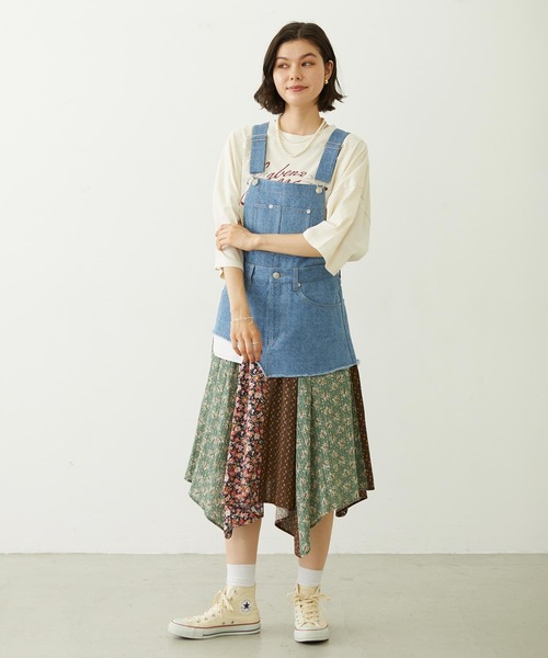 MILKFED.（ミルクフェド）の「PATCHWORK OVERALL SKIRT（ジャンパースカート・レディース・ライトインディゴブルー/ダークインディゴブルー/インディゴブルー・ONE SIZE）」の18枚目の写真