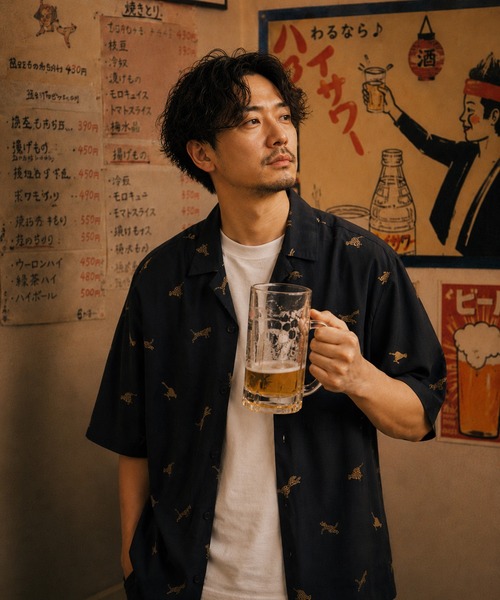ZIP FIVE(ジップファイブ)の「レーヨン 総柄半袖オープンカラーシャツ(シャツ/ブラウス・メンズ・ブラック系その他4/レオパード/ブラック系その他2/ブラック系その他/ブラック系その他3/ネイビー系/ゼブラ・MEDIUM/LARGE)」の6枚目の写真