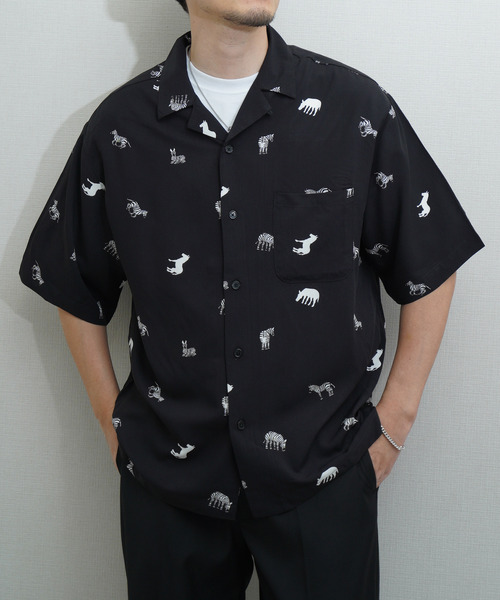ZIP FIVE(ジップファイブ)の「レーヨン 総柄半袖オープンカラーシャツ(シャツ/ブラウス・メンズ・ブラック系その他4/レオパード/ブラック系その他2/ブラック系その他/ブラック系その他3/ネイビー系/ゼブラ・MEDIUM/LARGE)」の19枚目の写真