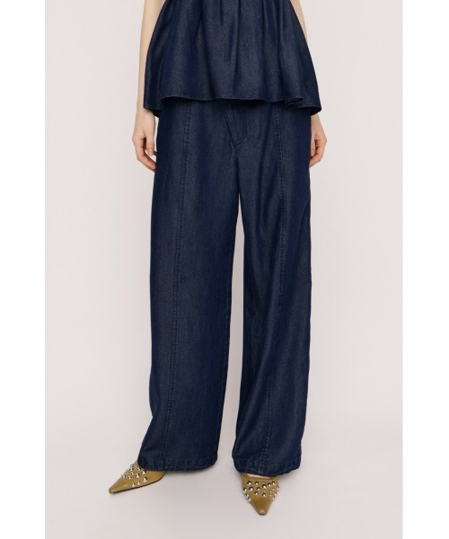 SLY(スライ)の「DENIM RIBBON RELAX PT デニムリボンリラックスパンツ 春服 夏服(スラックス・レディース・ライトブルー/ブルー・2/1)」の1枚目の写真