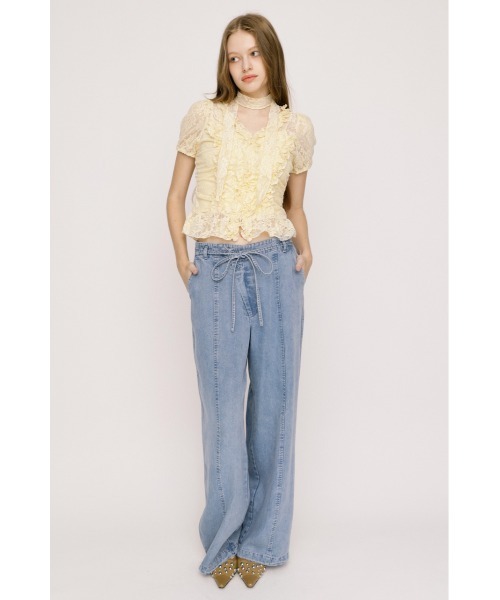 SLY(スライ)の「DENIM RIBBON RELAX PT デニムリボンリラックスパンツ 春服 夏服(スラックス・レディース・ライトブルー/ブルー・2/1)」の5枚目の写真
