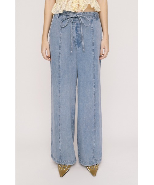 SLY(スライ)の「DENIM RIBBON RELAX PT デニムリボンリラックスパンツ 春服 夏服(スラックス・レディース・ライトブルー/ブルー・2/1)」の9枚目の写真